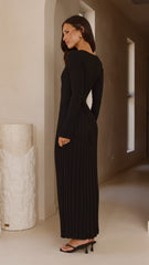 Cyra Long Sleeve Maxi Dress - Black