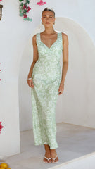 Rubie Maxi Dress - Lime Floral
