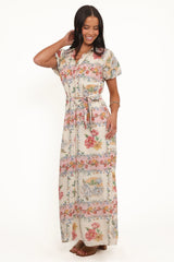 James Button Through Maxi Dress - Rose Tile