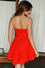 Juneth Godet Hem Mini Dress Red