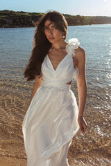 Madara Lace-Up Back Maxi Dress White