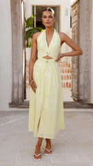 Wesley Halter Neck Maxi Dress - Yellow