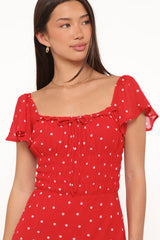 Sherrie Maxi Dress - Red Polka Dot