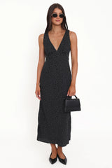Mirae Maxi Dress - Black Polka Dot