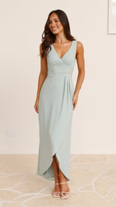 Pamela V Neck Maxi Dress - Sage