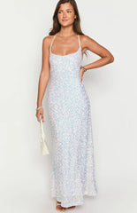 Andrea White Velvet Sequin Maxi Dress