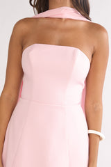 Poema Scalloped Sheer Hem Maxi Dress Pink