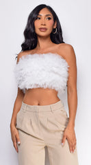 Ryan Mesh Tulle Tube Top - White