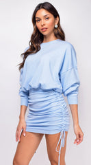 Leigh Blue Ruched Lounge Dress