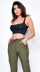 Ilva Black Square Neck Crop top