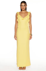 Paolma Yellow Ruffle Formal Maxi Dress