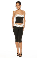 Reece Black Polka Dot Strapless Top