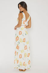 Cambria Crochet Trim Maxi Dress Flower Orange