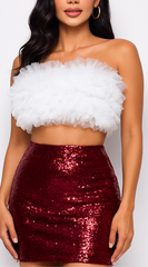 Ryan Mesh Tulle Tube Top - White