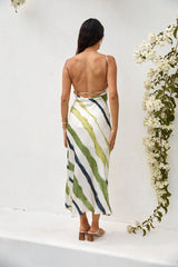 Thinking Of You Satin Maxi Dress Green