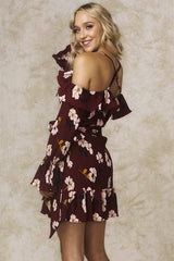 Carly Floral Wrap Dress Wine