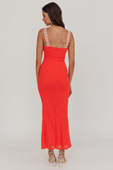 Girl Power Lace Strap Maxi Dress Red