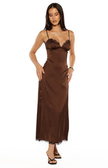 Freilla Brown Satin Midi dress