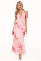 Gwyneth Halterneck Maxi Dress - Pink Floral