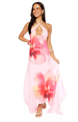 Elowen Pink Floral Halter Maxi Dress